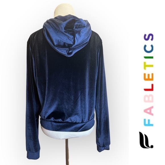NWOT Fabletics Daria Blue Velour Hoodie, Size XS, MSRP $89 - Picture 6 of 9